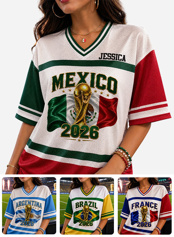 WE ARE 26 Perfect Gift - Personalized Soccer Fully Printed V-Neck T-Shirt