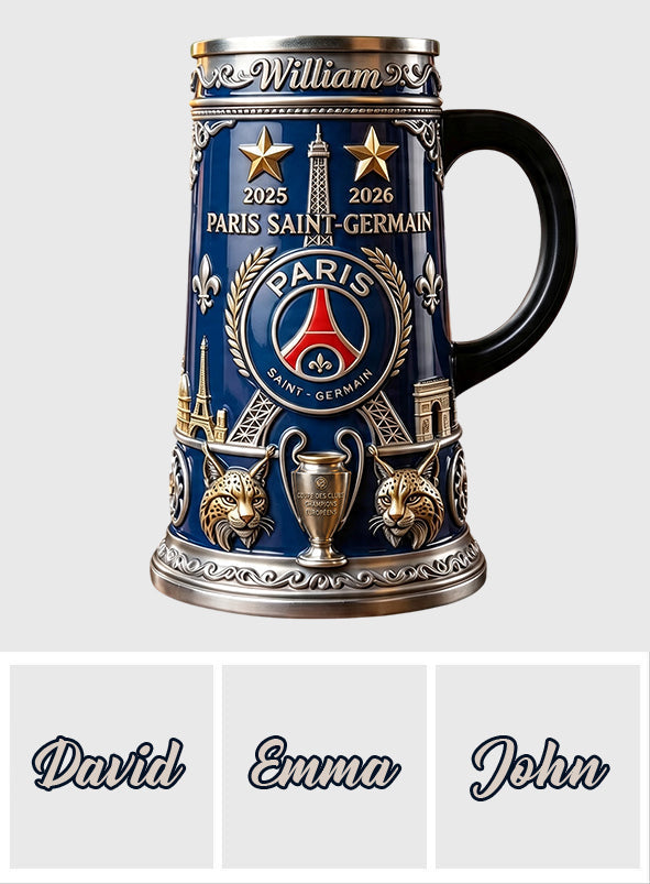 Paris Football Champions - Personalized Soccer Beer Stein