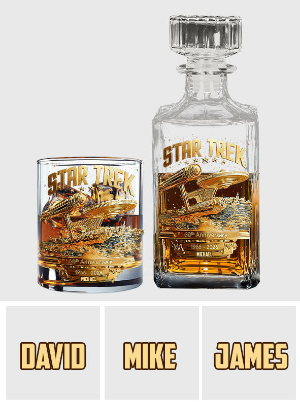 60th Anniversary - Personalized Star Fleet Whiskey Decanter Set