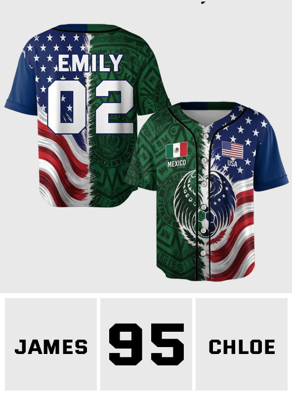 Half USA Half Mexico - Personalized Soccer Baseball Jersey