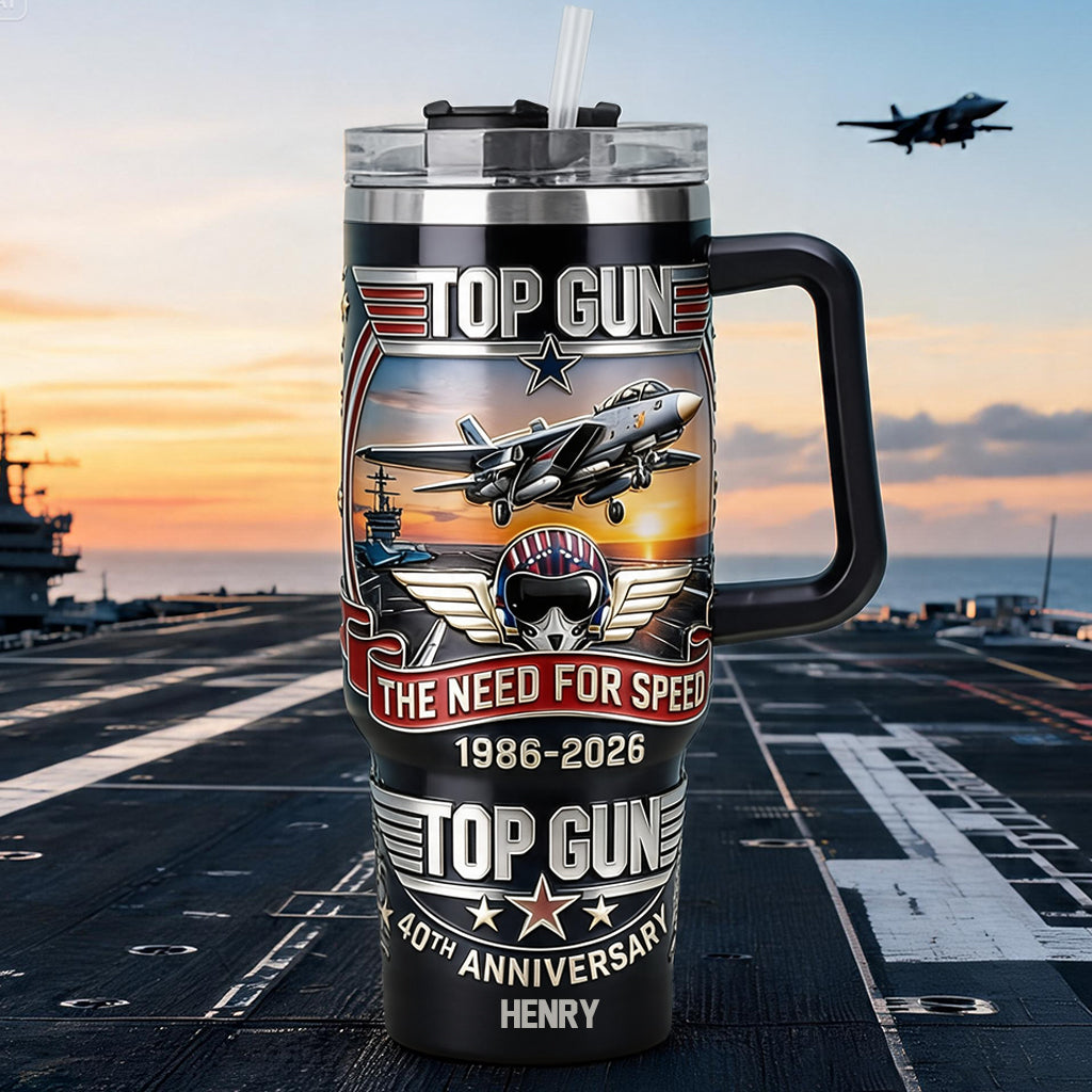 The Need For Speed - Personalized Top Gun Tumbler With Handle