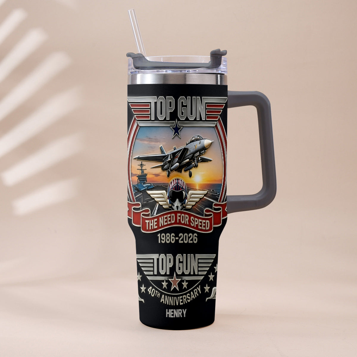 The Need For Speed - Personalized Top Gun Tumbler With Handle
