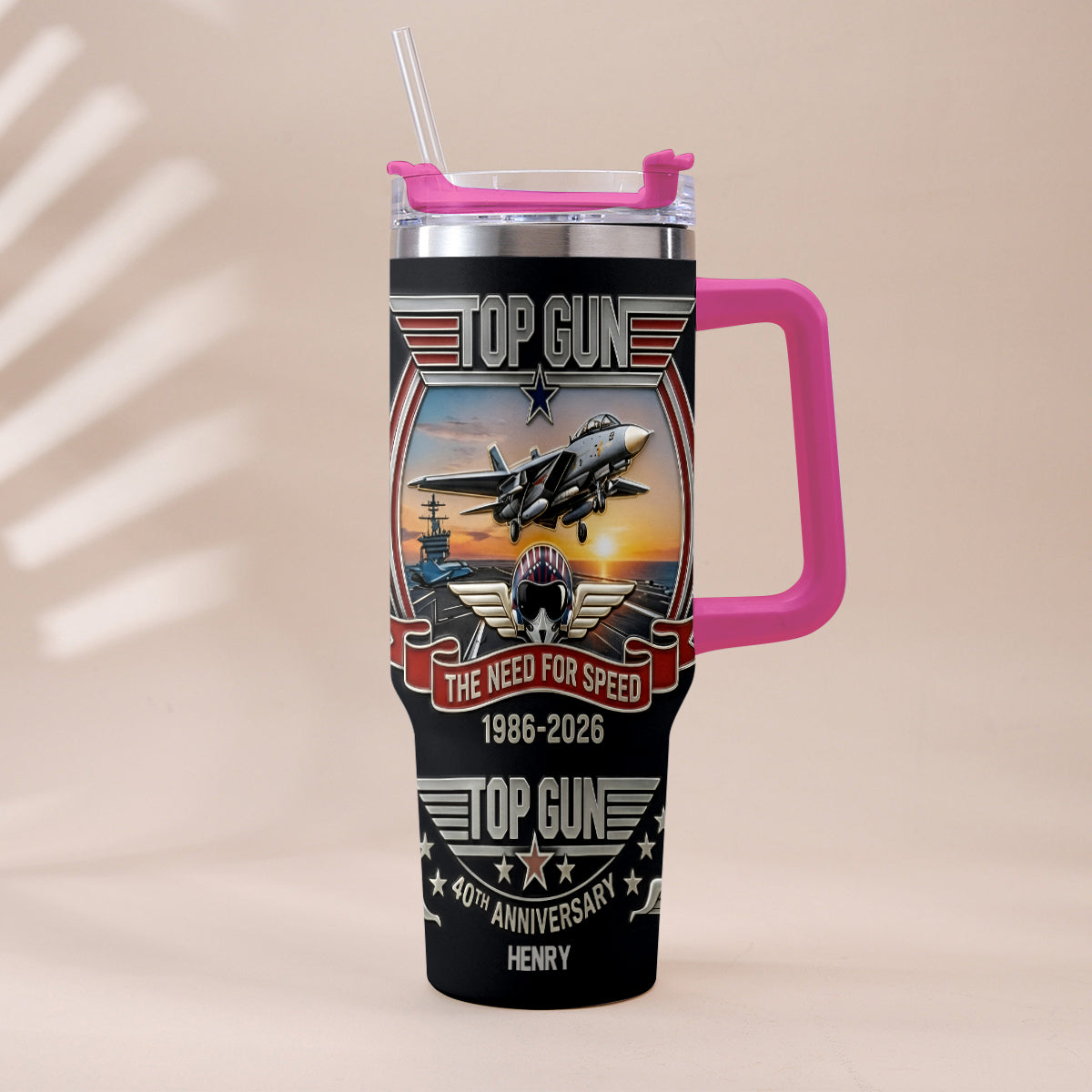 The Need For Speed - Personalized Top Gun Tumbler With Handle