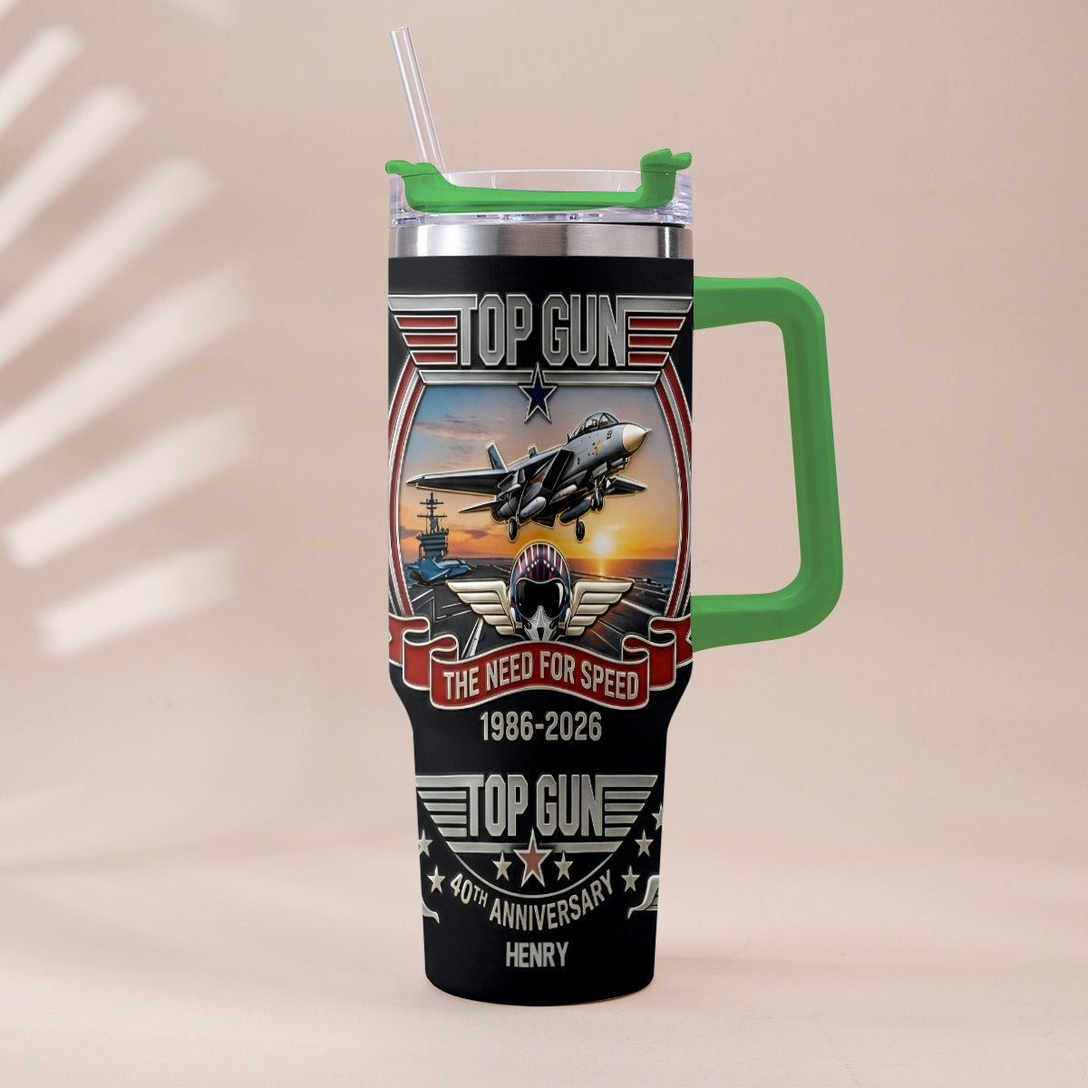 The Need For Speed - Personalized Top Gun Tumbler With Handle