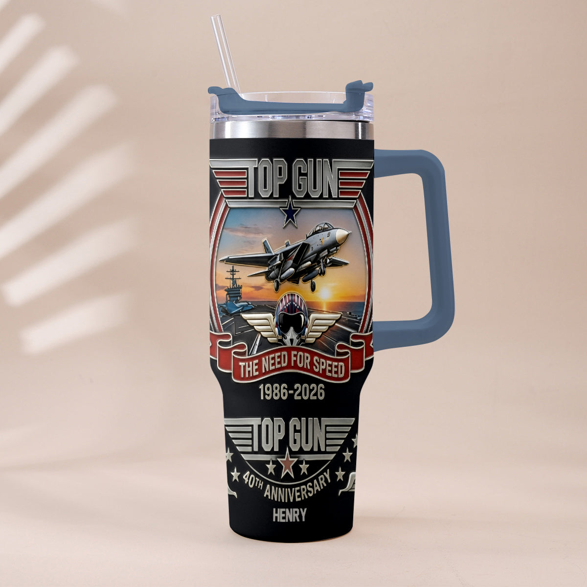 The Need For Speed - Personalized Top Gun Tumbler With Handle