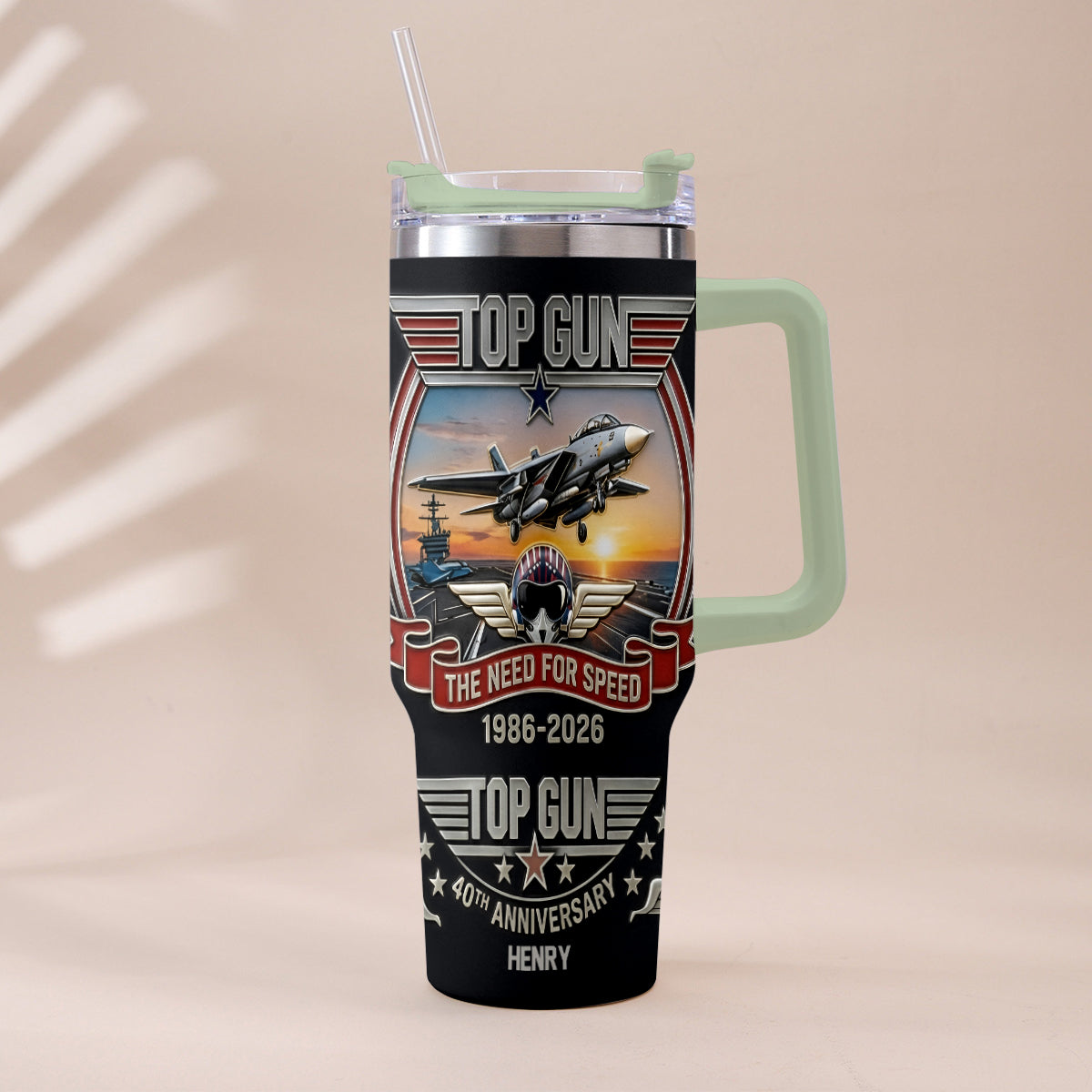 The Need For Speed - Personalized Top Gun Tumbler With Handle