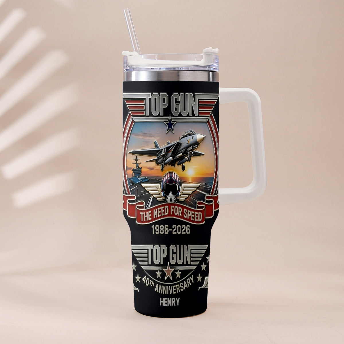 The Need For Speed - Personalized Top Gun Tumbler With Handle