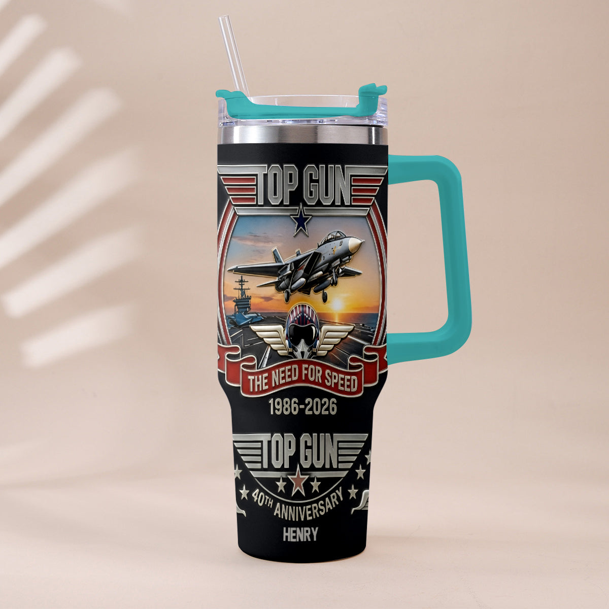 The Need For Speed - Personalized Top Gun Tumbler With Handle