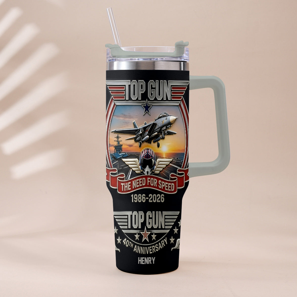 The Need For Speed - Personalized Top Gun Tumbler With Handle