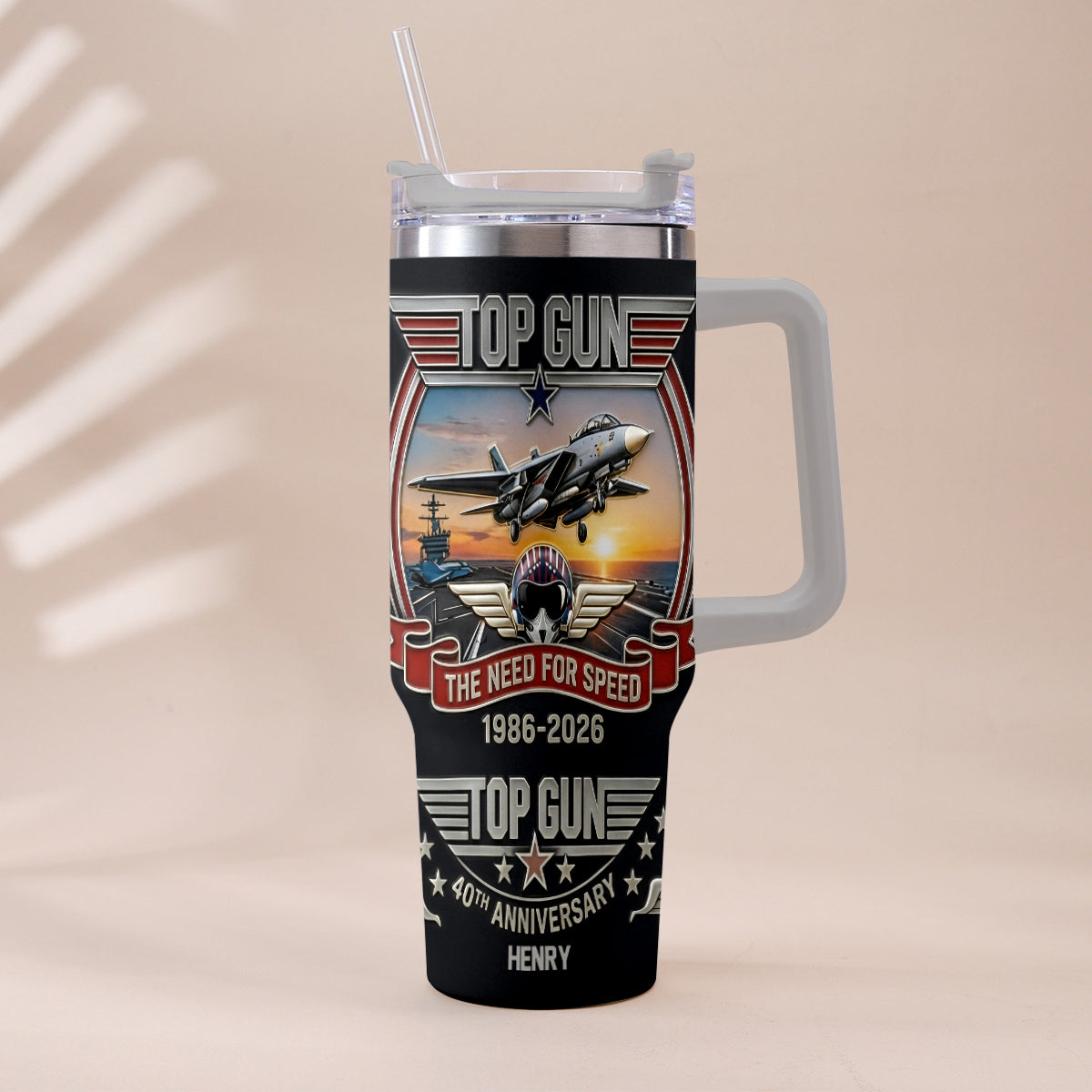 The Need For Speed - Personalized Top Gun Tumbler With Handle