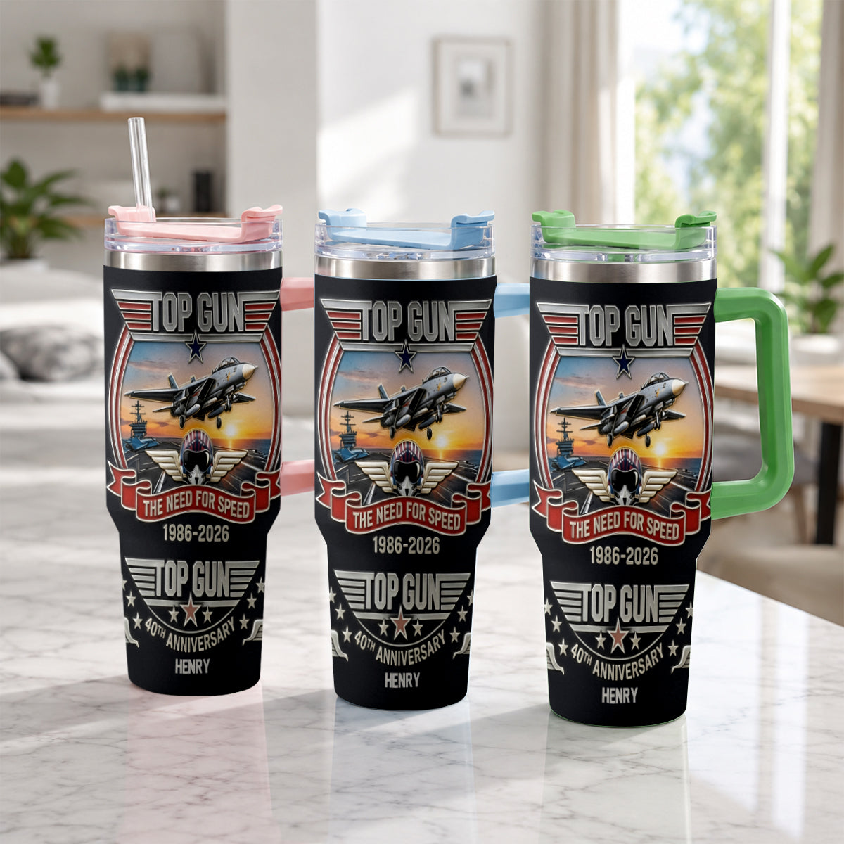 The Need For Speed - Personalized Top Gun Tumbler With Handle