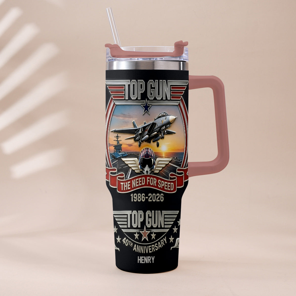 The Need For Speed - Personalized Top Gun Tumbler With Handle