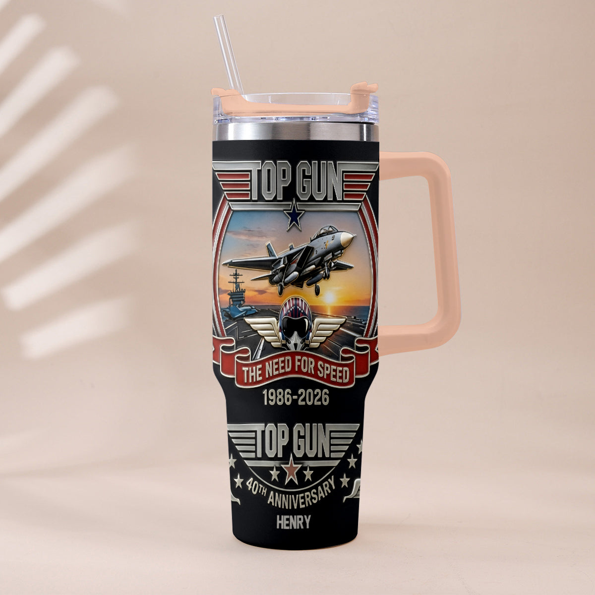 The Need For Speed - Personalized Top Gun Tumbler With Handle