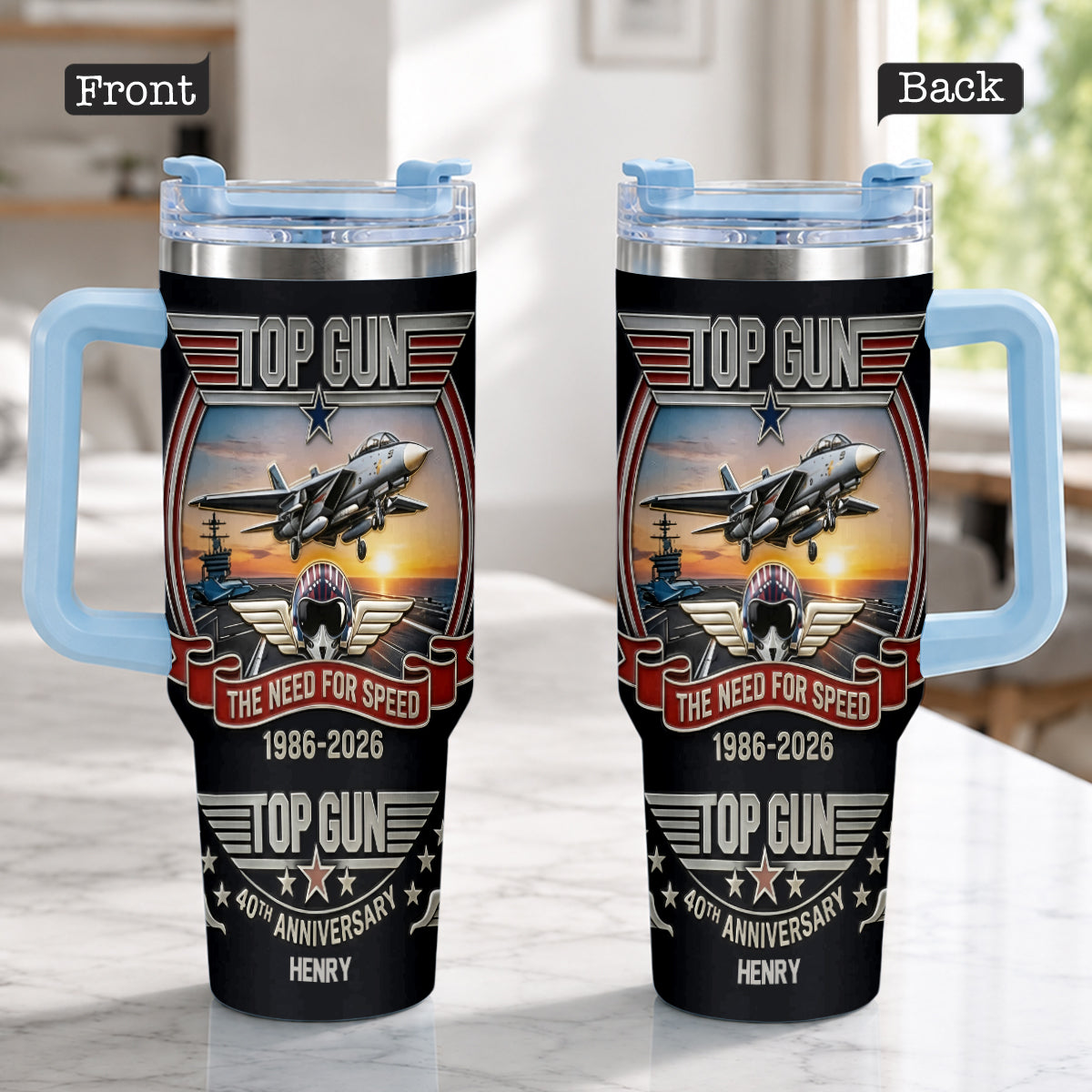 The Need For Speed - Personalized Top Gun Tumbler With Handle