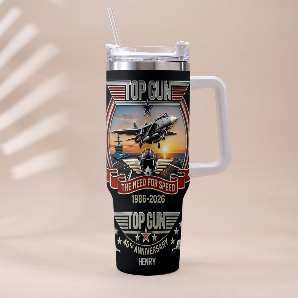 The Need For Speed - Personalized Top Gun Tumbler With Handle