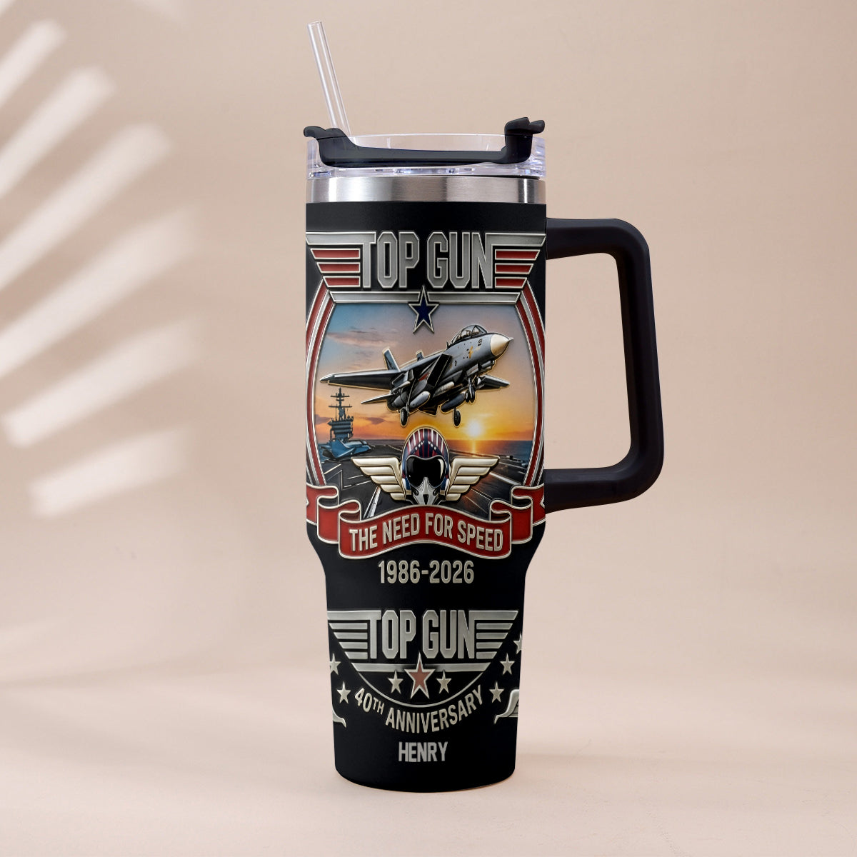 The Need For Speed - Personalized Top Gun Tumbler With Handle