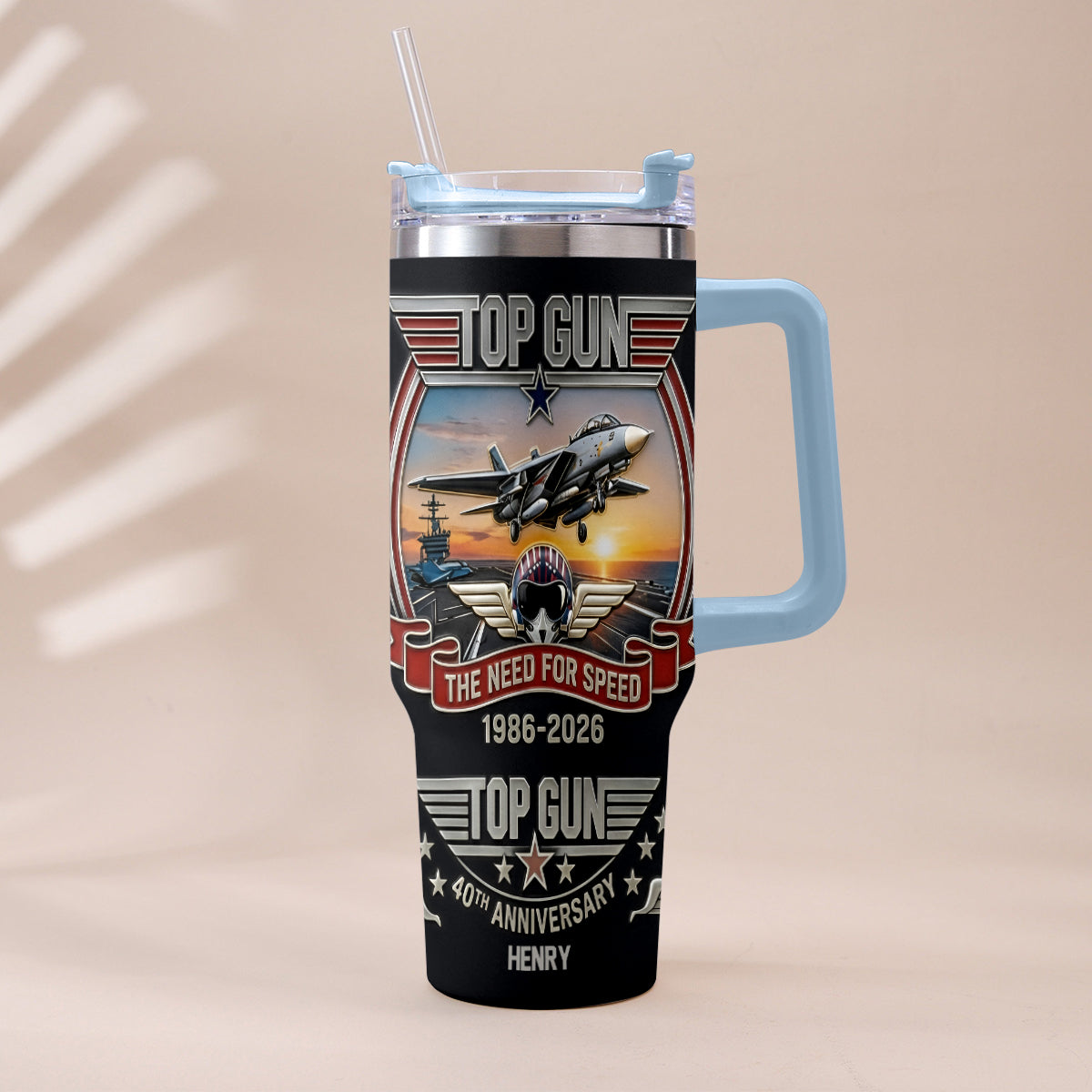The Need For Speed - Personalized Top Gun Tumbler With Handle