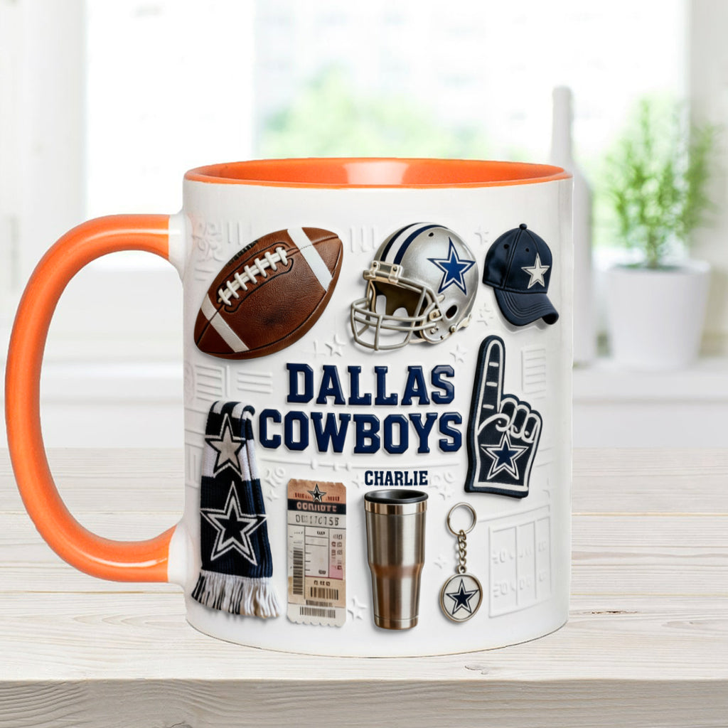 Love Football - Personalized American Football Accent Mug