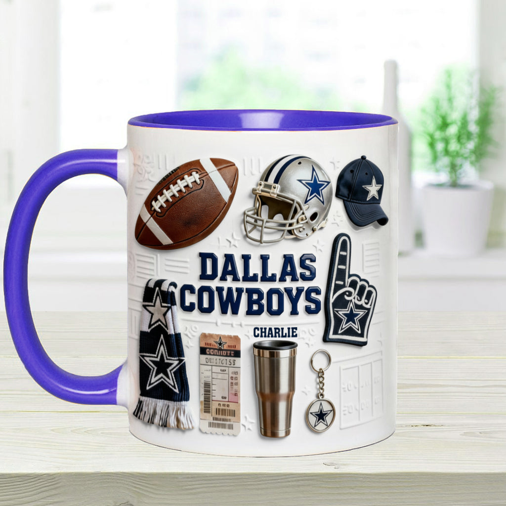 Love Football - Personalized American Football Accent Mug