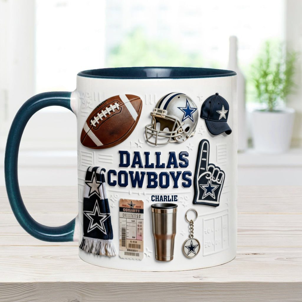 Love Football - Personalized American Football Accent Mug