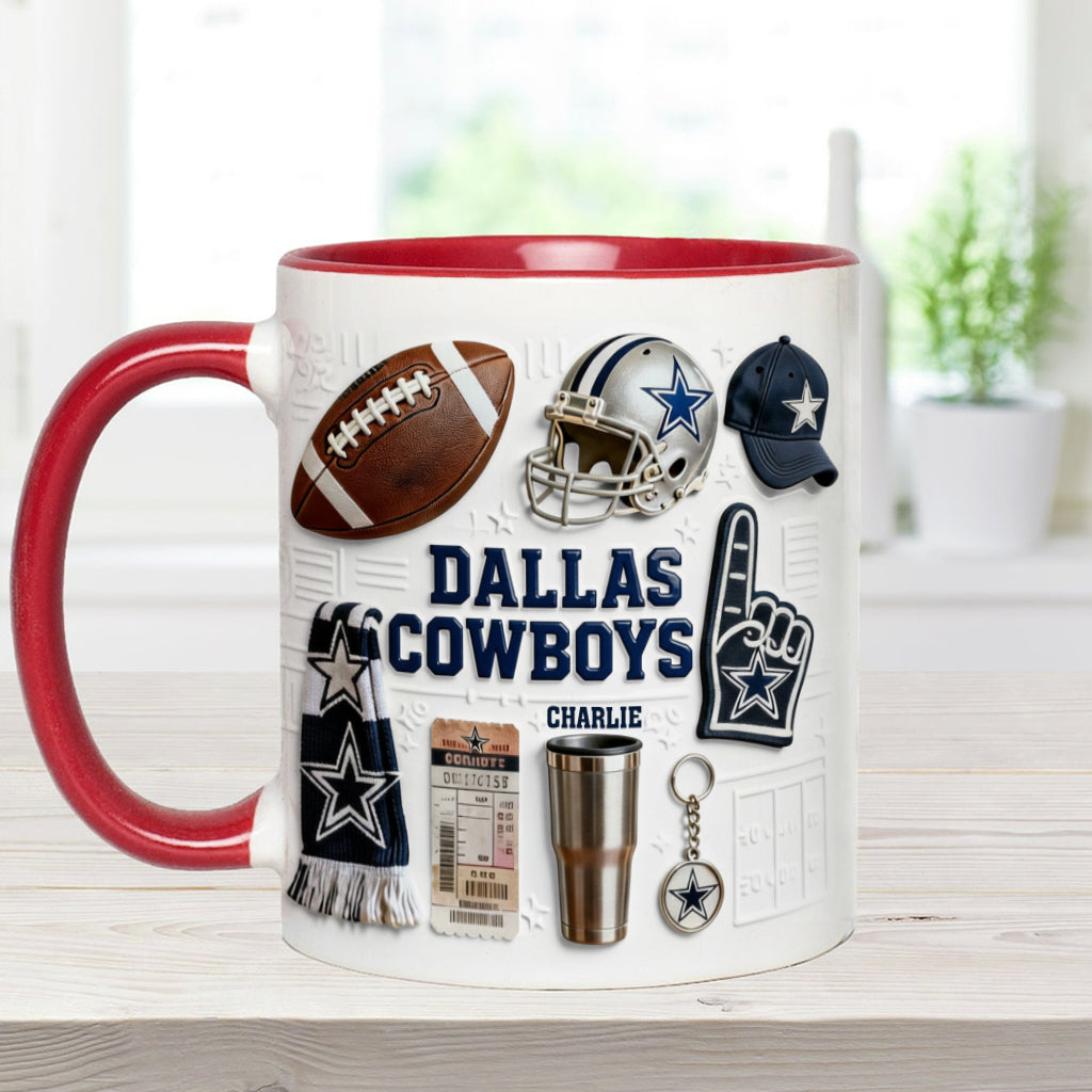 Love Football - Personalized American Football Accent Mug