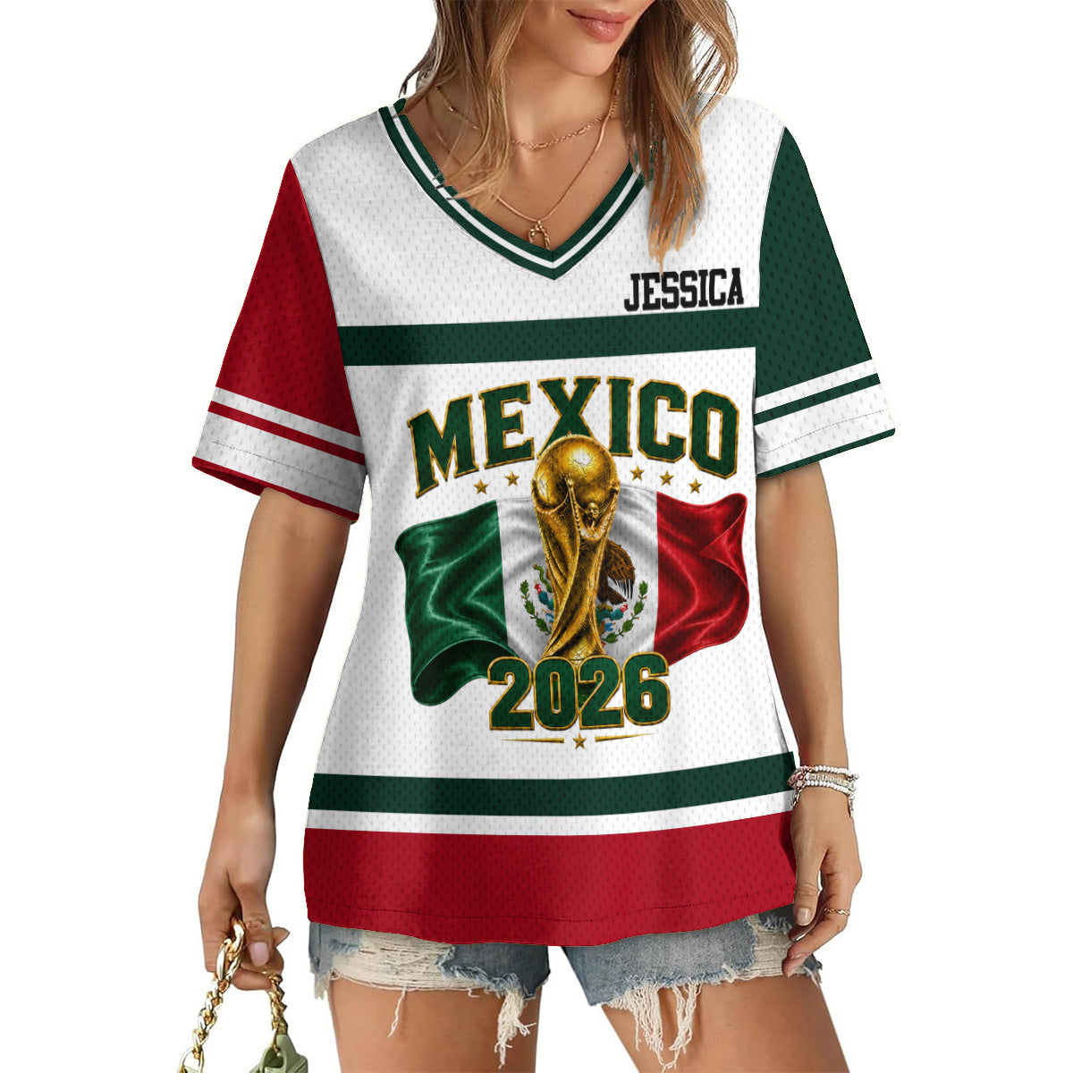 WE ARE 26 Perfect Gift - Personalized Soccer Fully Printed V-Neck T-Shirt