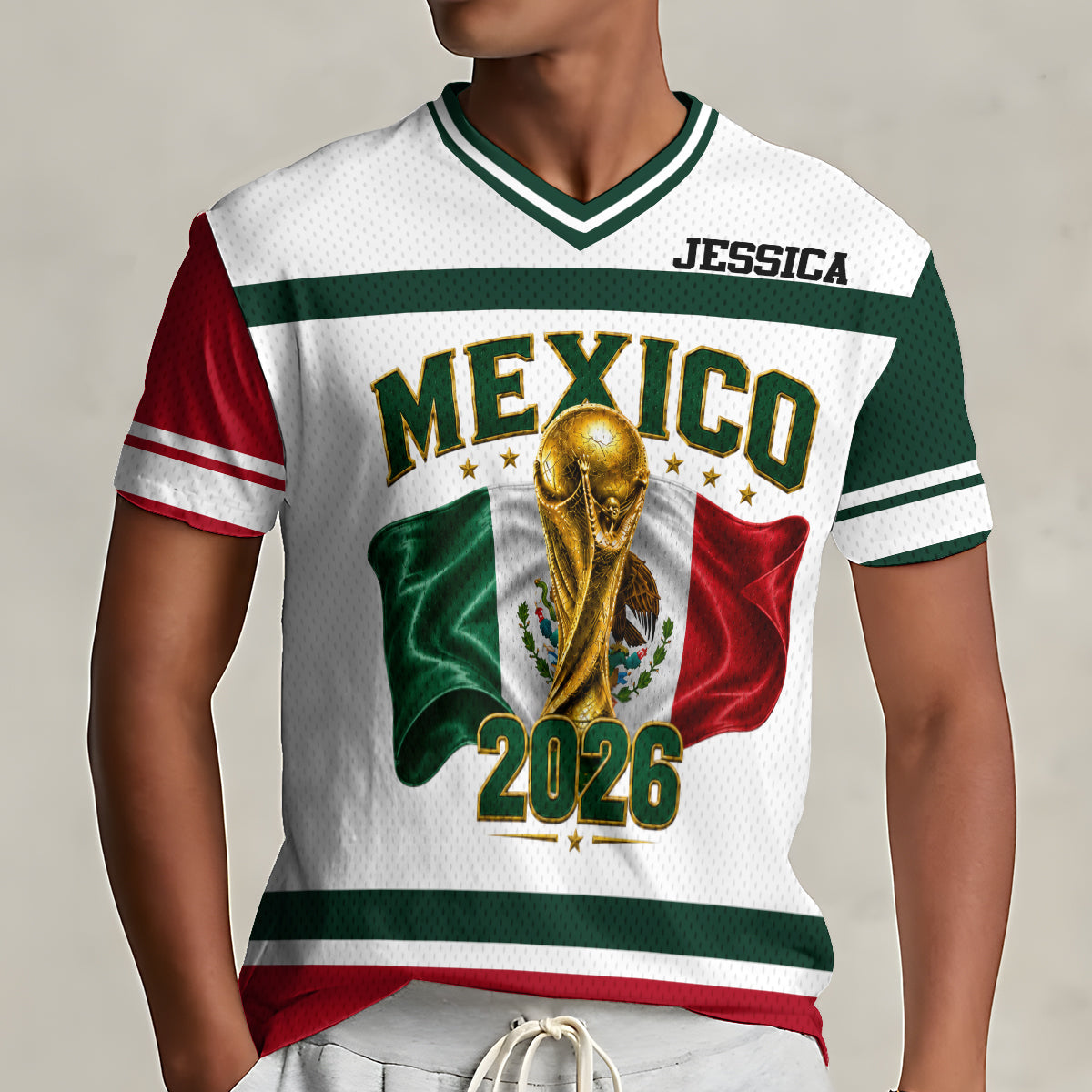 WE ARE 26 Perfect Gift - Personalized Soccer Fully Printed V-Neck T-Shirt