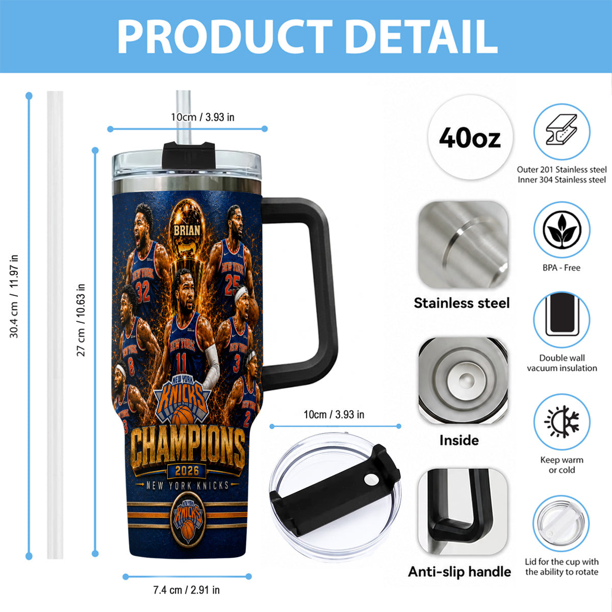 The Champions - Personalized Sport Handle Tumbler With Box
