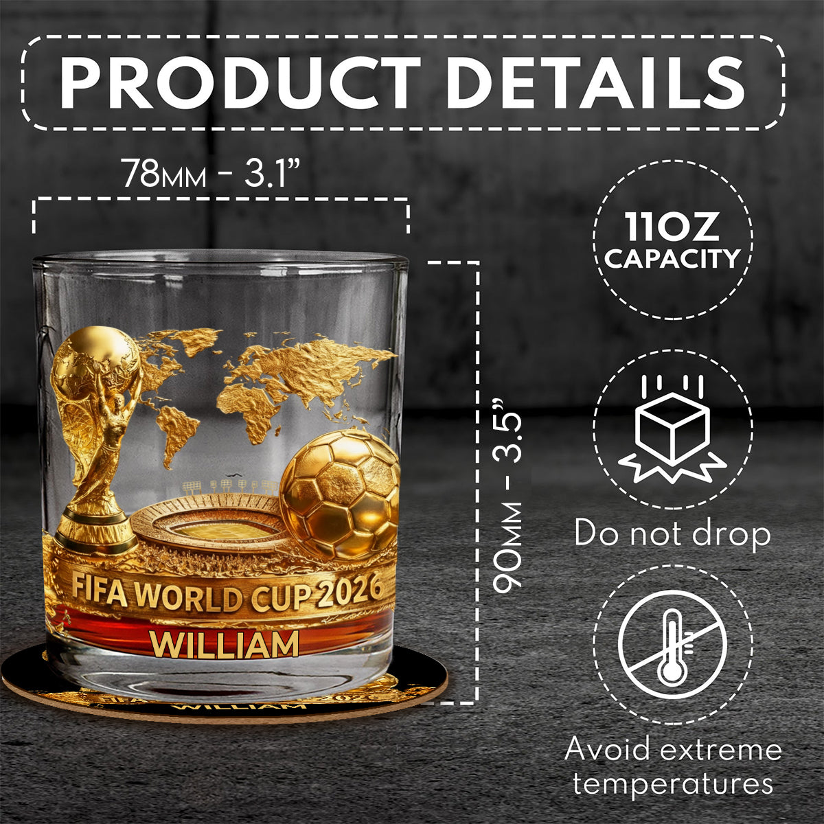 The World Cup 2026 - Personalized Soccer Whiskey Glass