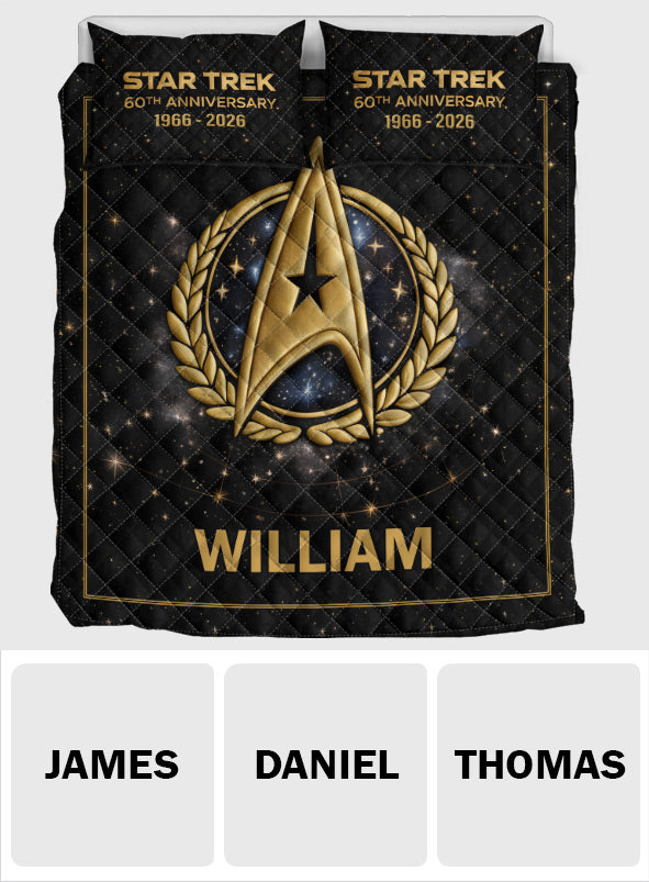 60th Anniversary Live Long And Prosper Star - Personalized Star Fleet Quilt Set