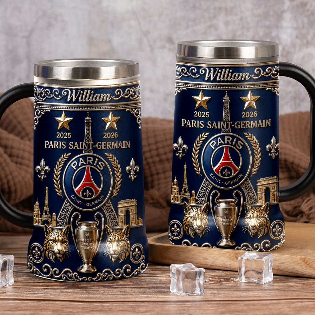 Paris Football Champions - Personalized Soccer Beer Stein