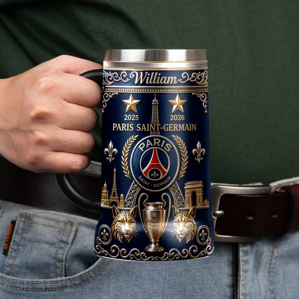 Paris Football Champions - Personalized Soccer Beer Stein