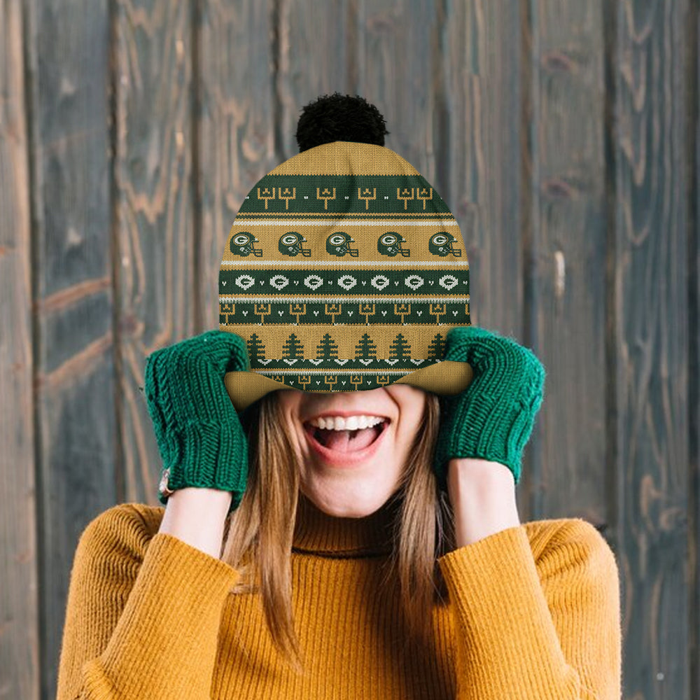 Green & Gold Winter - Personalized American Football Beanie Hat