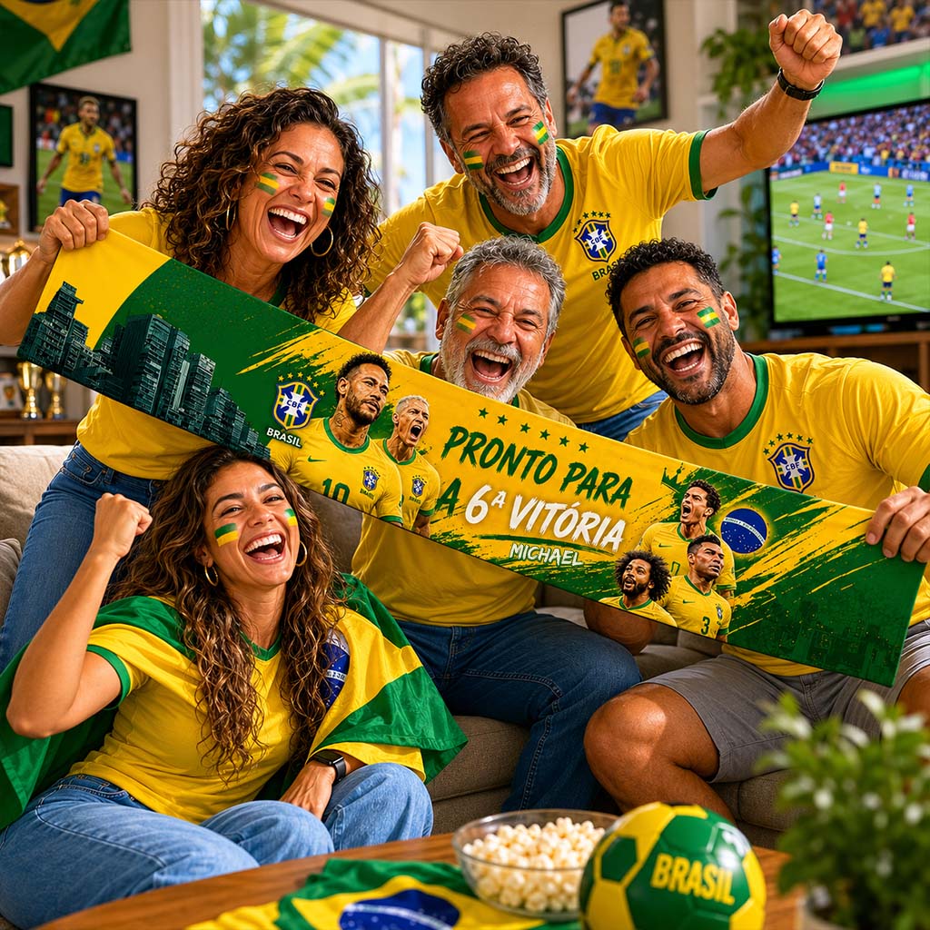 Brazil 6th Victory - Personalized Soccer Knitted Scarf