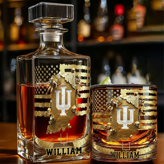 American Spirit Gold - Personalized Sport Whiskey Decanter Set
