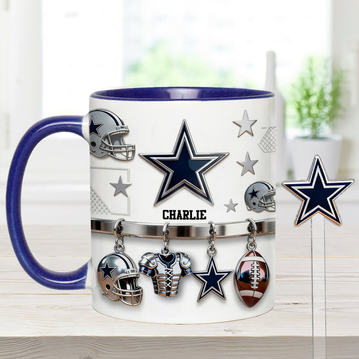 Love Football - Personalized American Football Set Accent Mug with Acrylic Stirrers