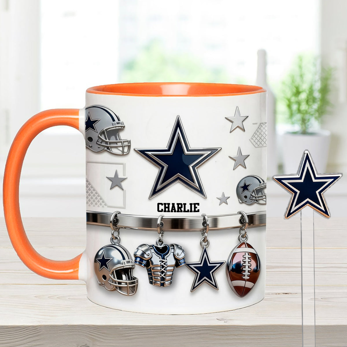 Love Football - Personalized American Football Set Accent Mug with Acrylic Stirrers