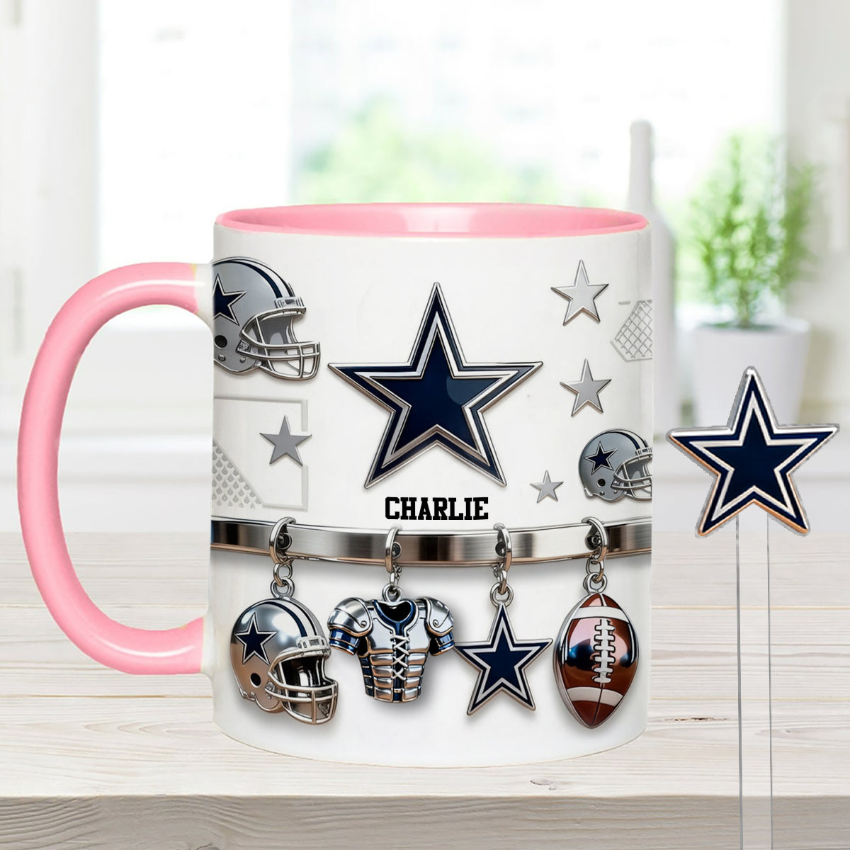 Love Football - Personalized American Football Set Accent Mug with Acrylic Stirrers