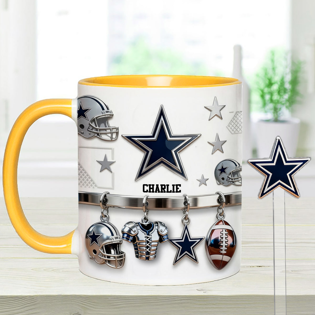 Love Football - Personalized American Football Set Accent Mug with Acrylic Stirrers