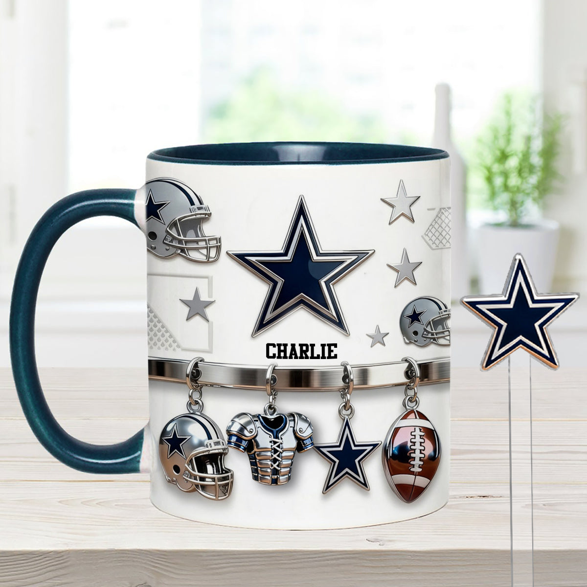 Love Football - Personalized American Football Set Accent Mug with Acrylic Stirrers