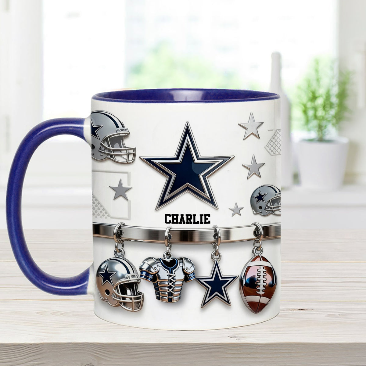 Love Football - Personalized American Football Set Accent Mug with Acrylic Stirrers