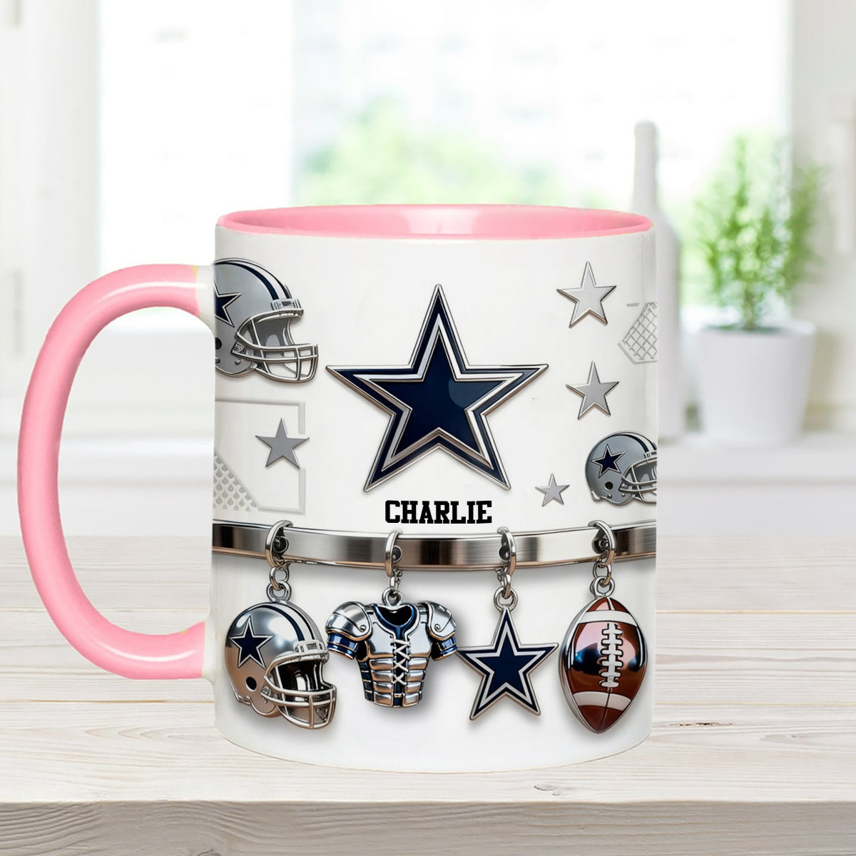 Love Football - Personalized American Football Set Accent Mug with Acrylic Stirrers