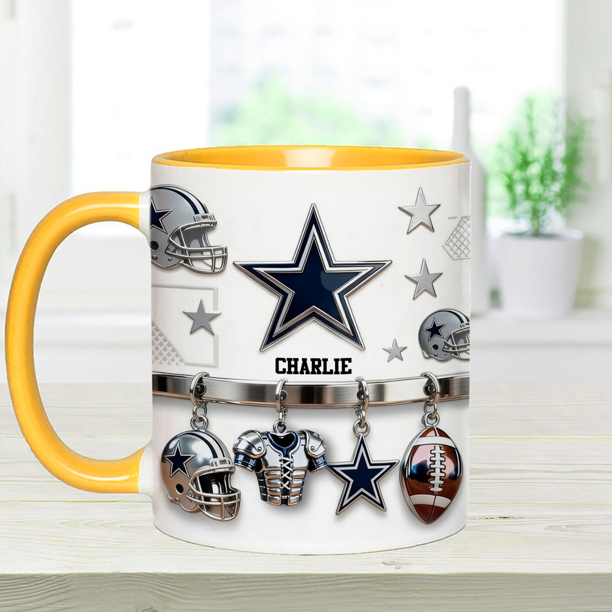 Love Football - Personalized American Football Set Accent Mug with Acrylic Stirrers