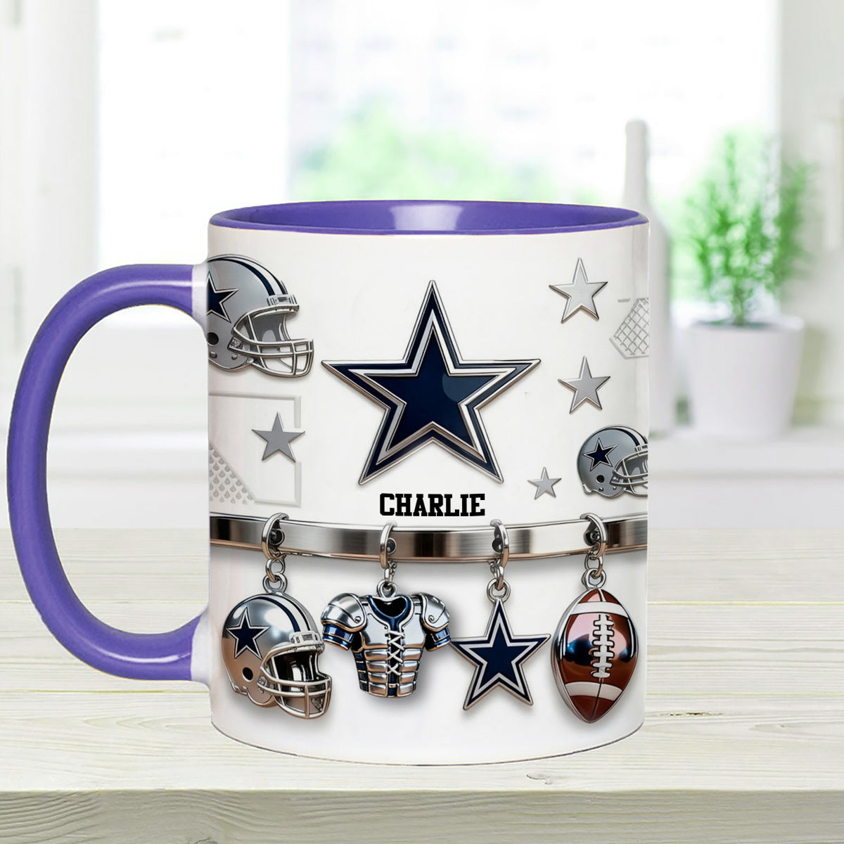 Love Football - Personalized American Football Set Accent Mug with Acrylic Stirrers