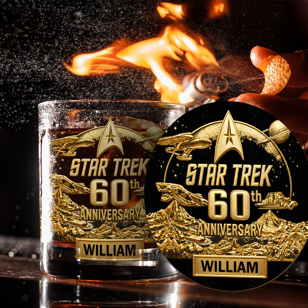 Final Frontier 60th Anniversary - Personalized Star Fleet Whiskey Decanter Set