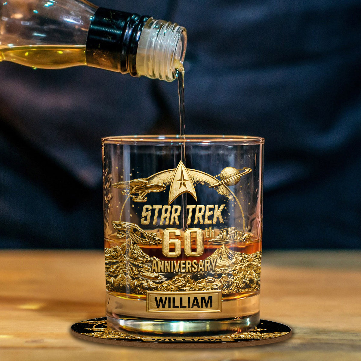 Final Frontier 60th Anniversary - Personalized Star Fleet Whiskey Decanter Set