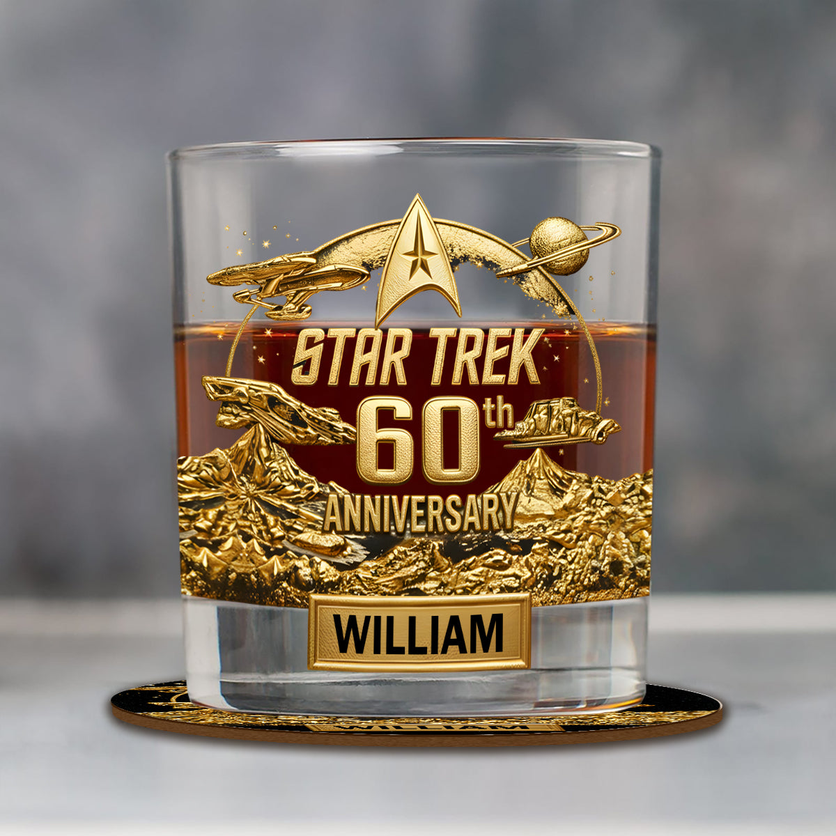 Final Frontier 60th Anniversary - Personalized Star Fleet Whiskey Decanter Set