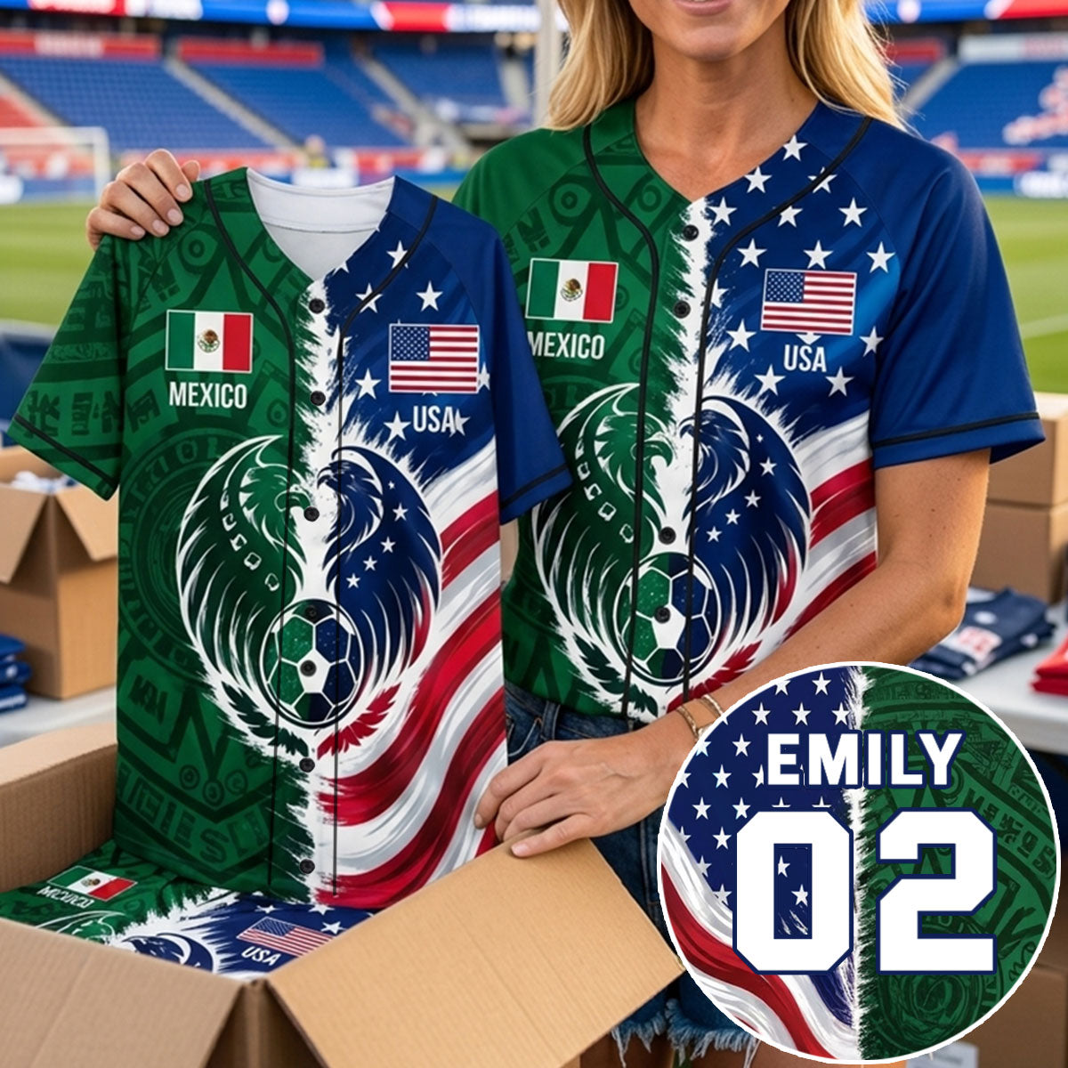Half USA Half Mexico - Personalized Soccer Baseball Jersey