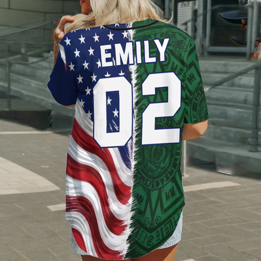 Half USA Half Mexico - Personalized Soccer Baseball Jersey