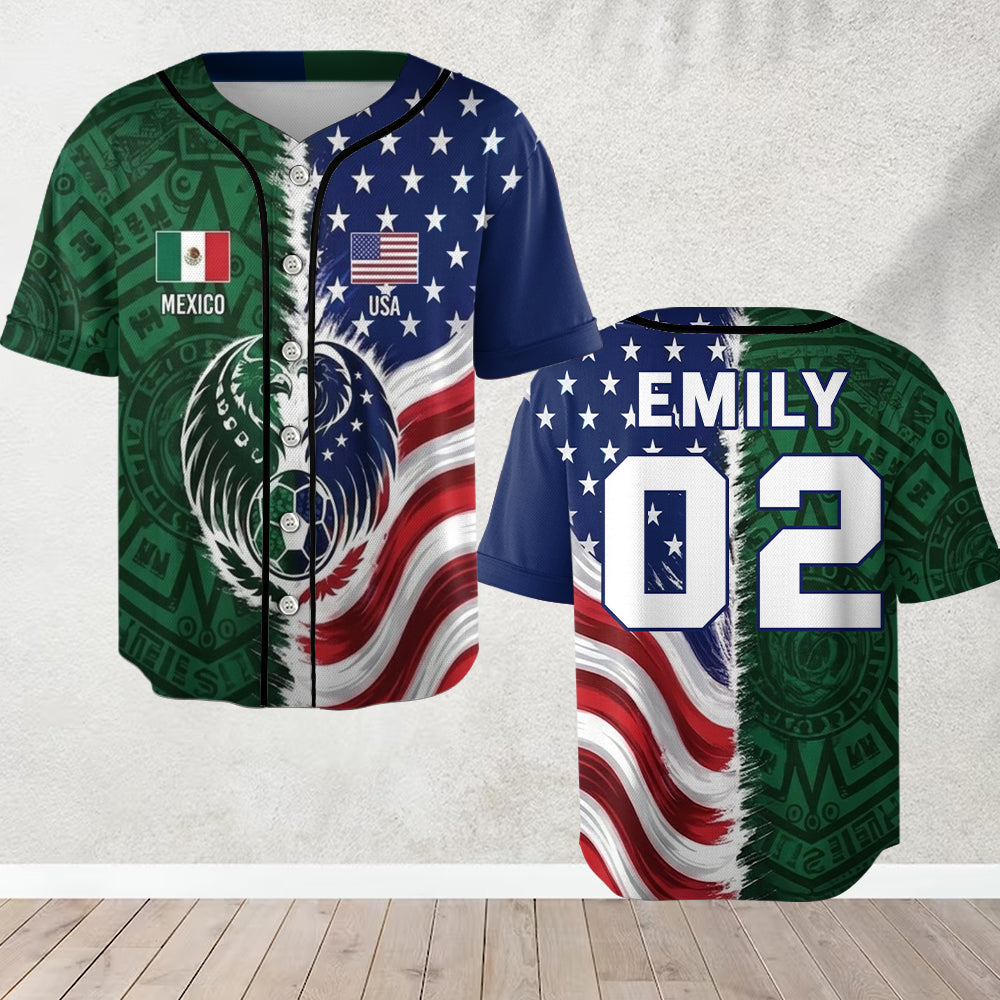 Half USA Half Mexico - Personalized Soccer Baseball Jersey